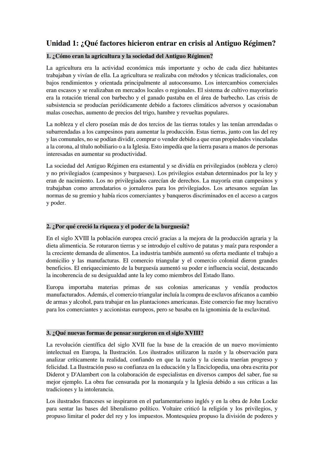 Unidad 1: ¿Qué factores hicieron entrar en crisis al Antiguo Régimen?
1. ¿Cómo eran la agricultura y la sociedad del Antiguo Régimen?
La agr