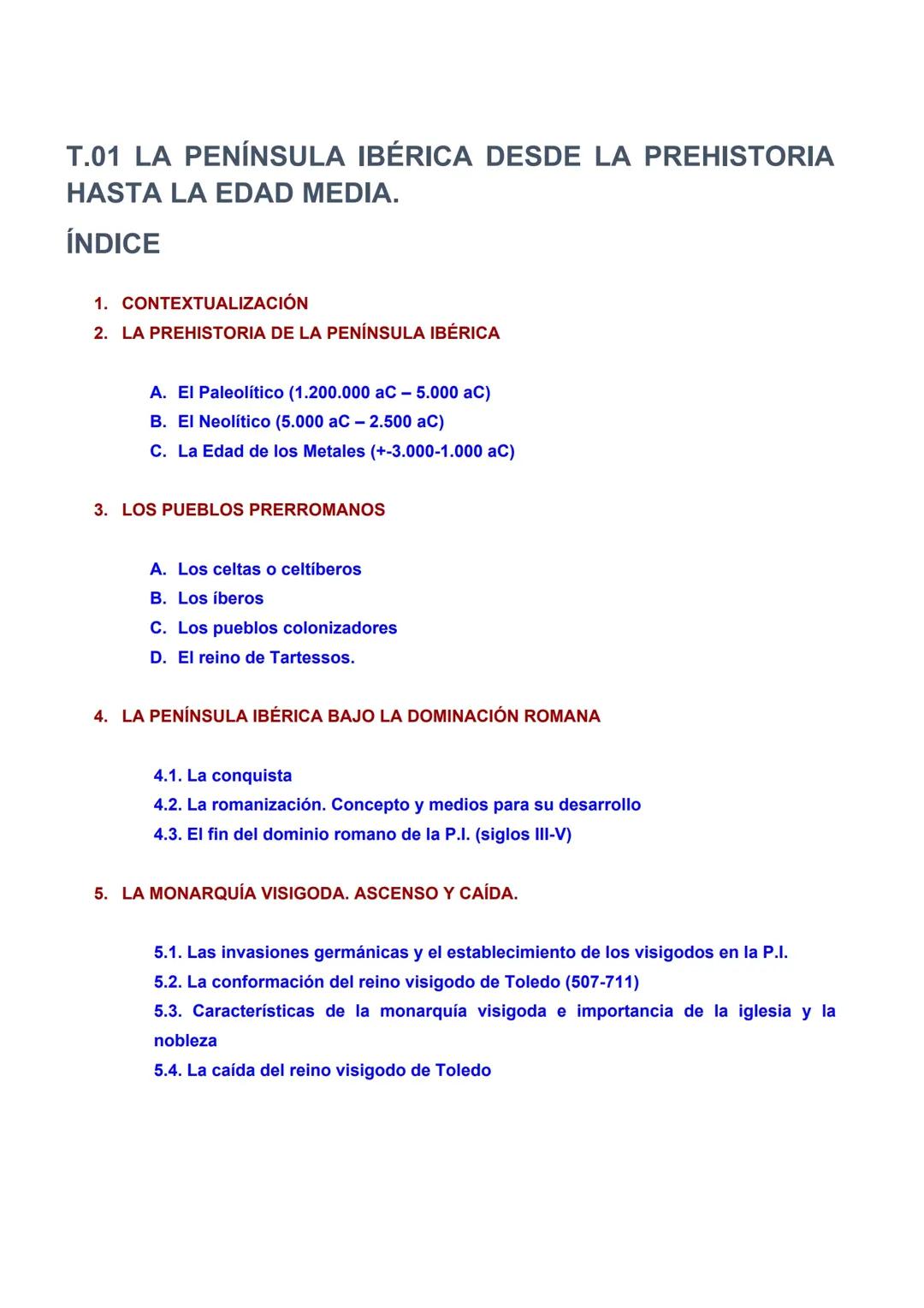 Tema 1: La Península Ibérica (prehistoria-Edad media)