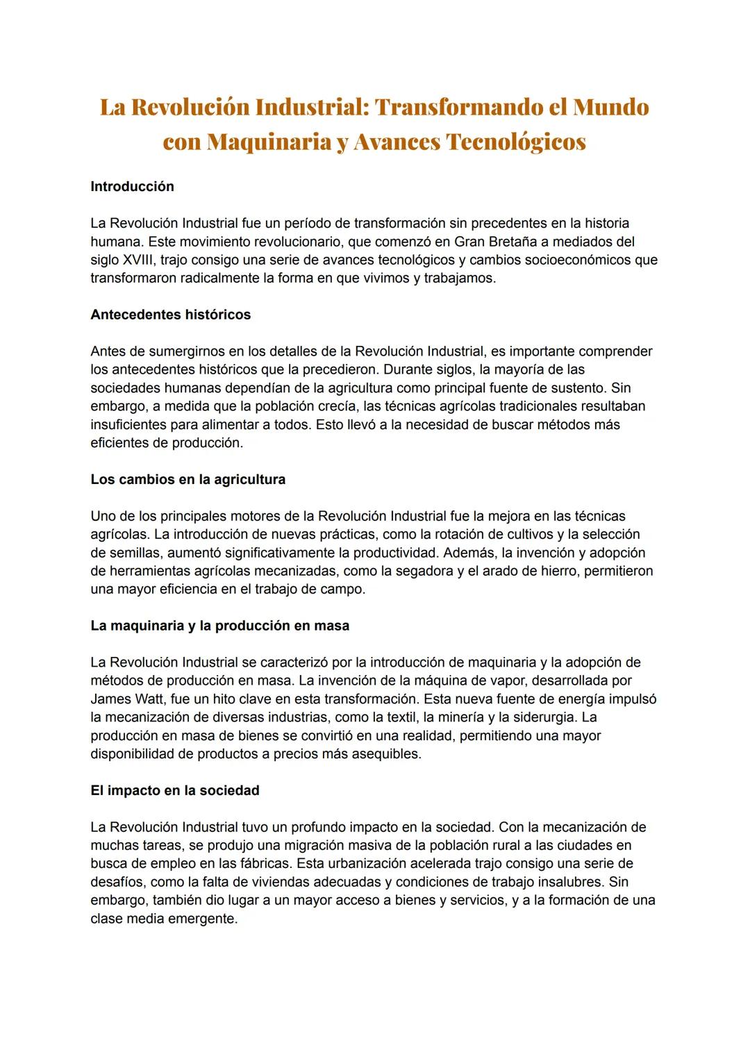 La Revolución Industrial: Transformando el Mundo
con Maquinaria y Avances Tecnológicos
Introducción
La Revolución Industrial fue un período 