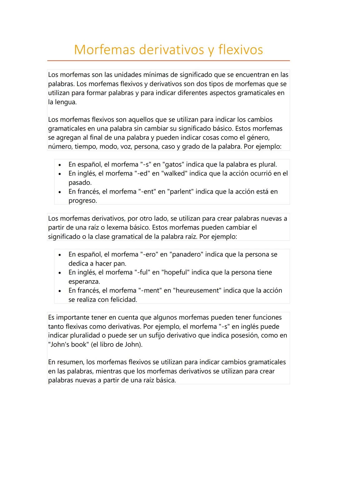 Morfemas Derivativos y Flexivos en Español: Explicación Fácil