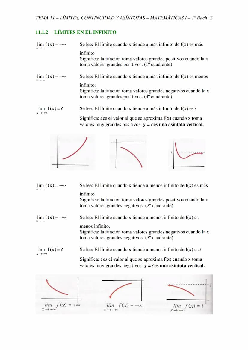 TEMA 11 - LÍMITES, CONTINUIDAD Y ASÍNTOTAS - MATEMÁTICAS I– 1º Bach 1
TEMA 11 - LÍMITES, CONTINUIDAD, ASÍNTOTAS
11.1 - LÍMITE DE UNA FUNCIÓN
