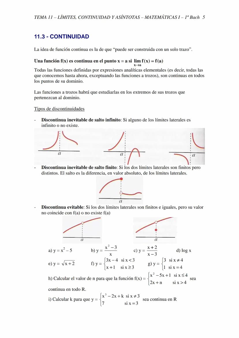 TEMA 11 - LÍMITES, CONTINUIDAD Y ASÍNTOTAS - MATEMÁTICAS I– 1º Bach 1
TEMA 11 - LÍMITES, CONTINUIDAD, ASÍNTOTAS
11.1 - LÍMITE DE UNA FUNCIÓN
