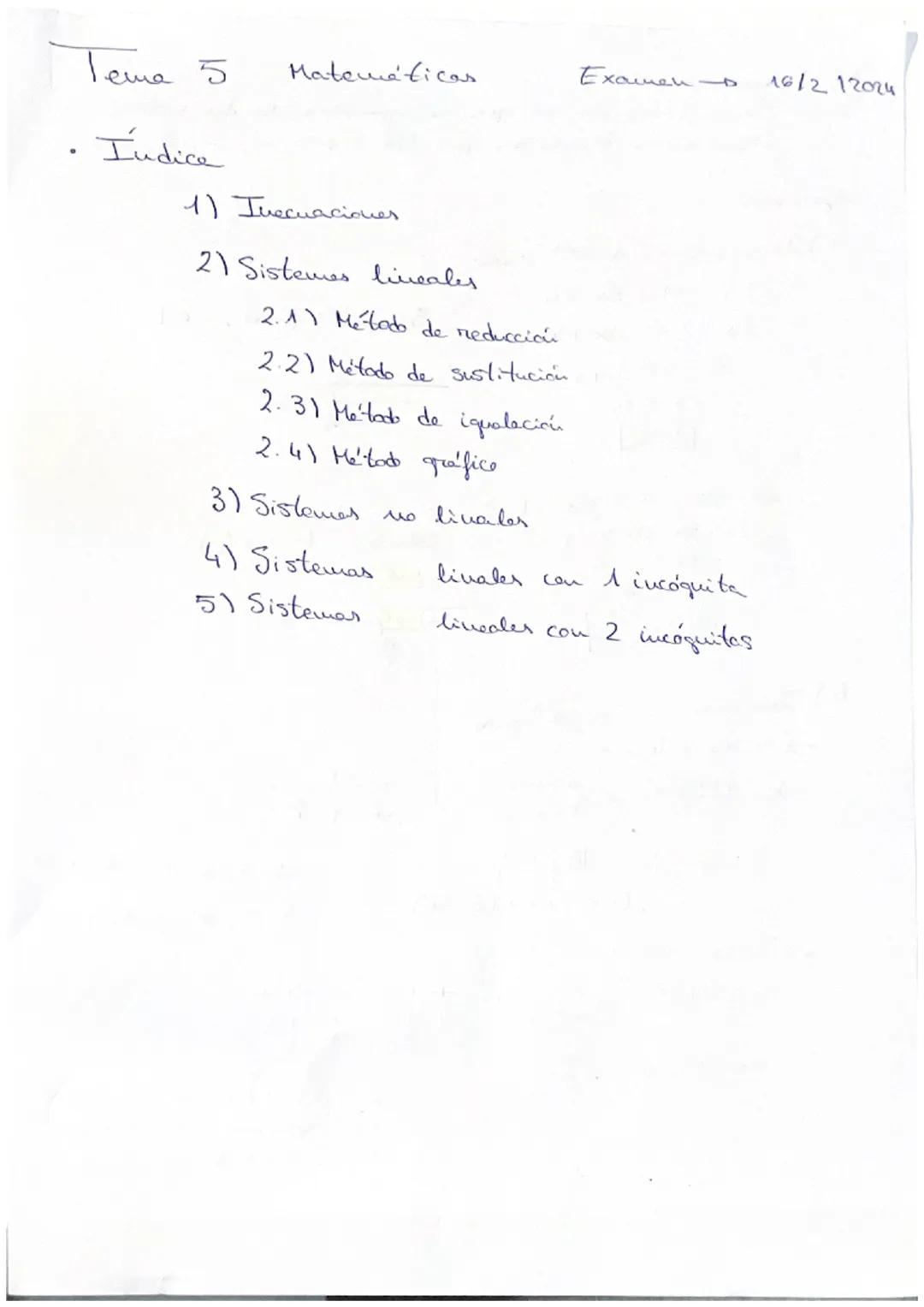 Sistema de ecuaciones lineales e inecuaciones 