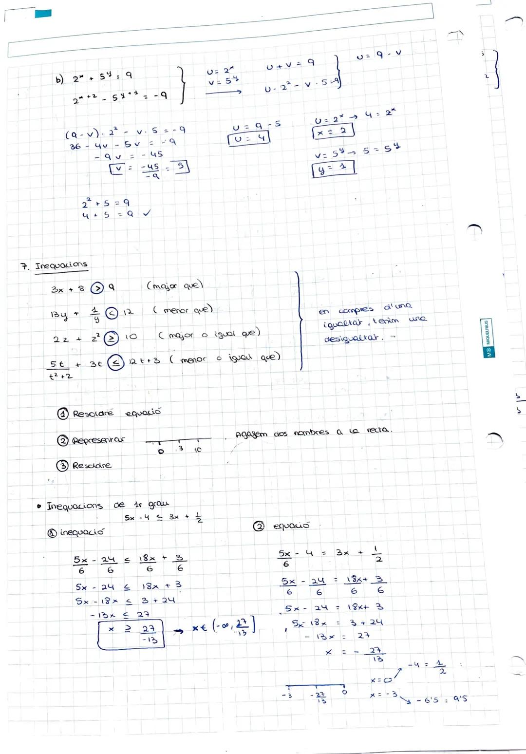 pag. 31
2-
EQUACIONS
2-
INEQUACIONS
I SISTEMES

1. Equacions polinomiques

una equaçió pounòmica es pot transformar en un altre d'equivalent