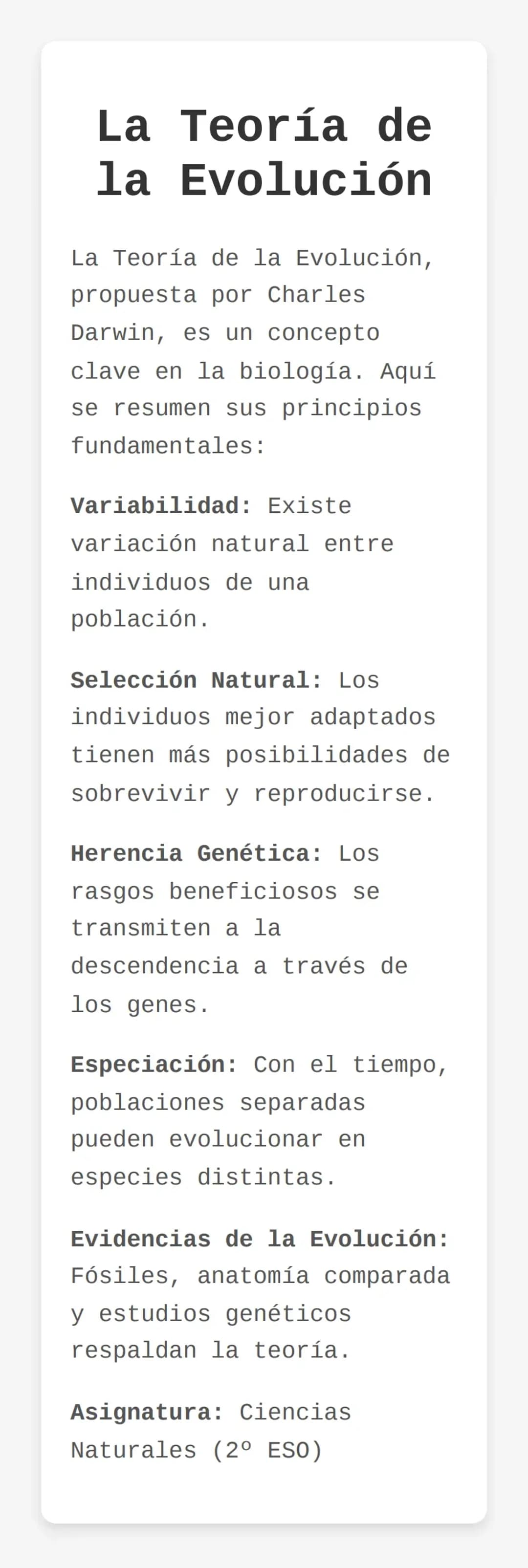 La Teoría de la Evolución