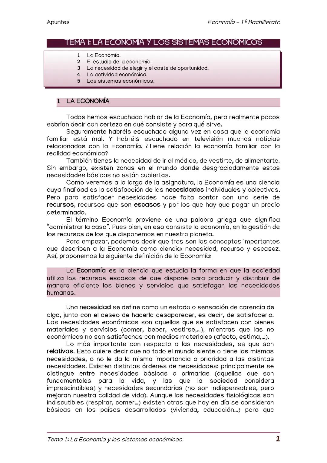 La economía y los sistemas económicos 