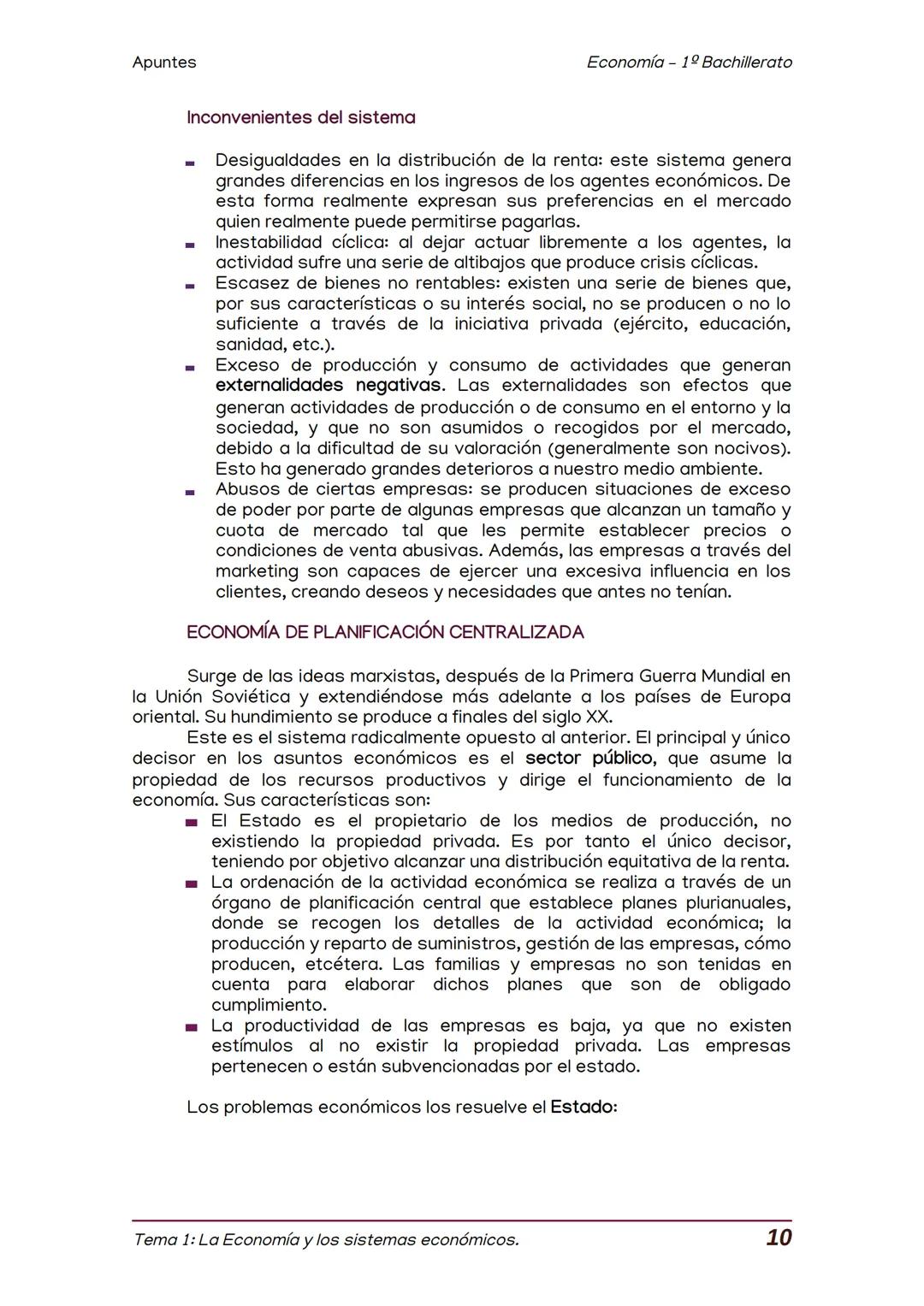 Apuntes
TEMA 1: LA ECONOMIA Y LOS SISTEMAS ECONOMICOS
Economía 1º Bachillerato
1
2
3
La Economía.
El estudio de la economía.
La necesidad de