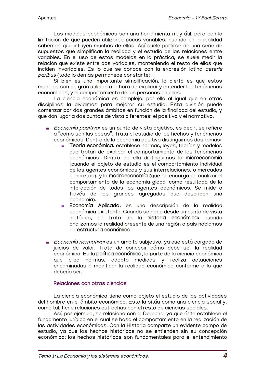 Apuntes
TEMA 1: LA ECONOMIA Y LOS SISTEMAS ECONOMICOS
Economía 1º Bachillerato
1
2
3
La Economía.
El estudio de la economía.
La necesidad de