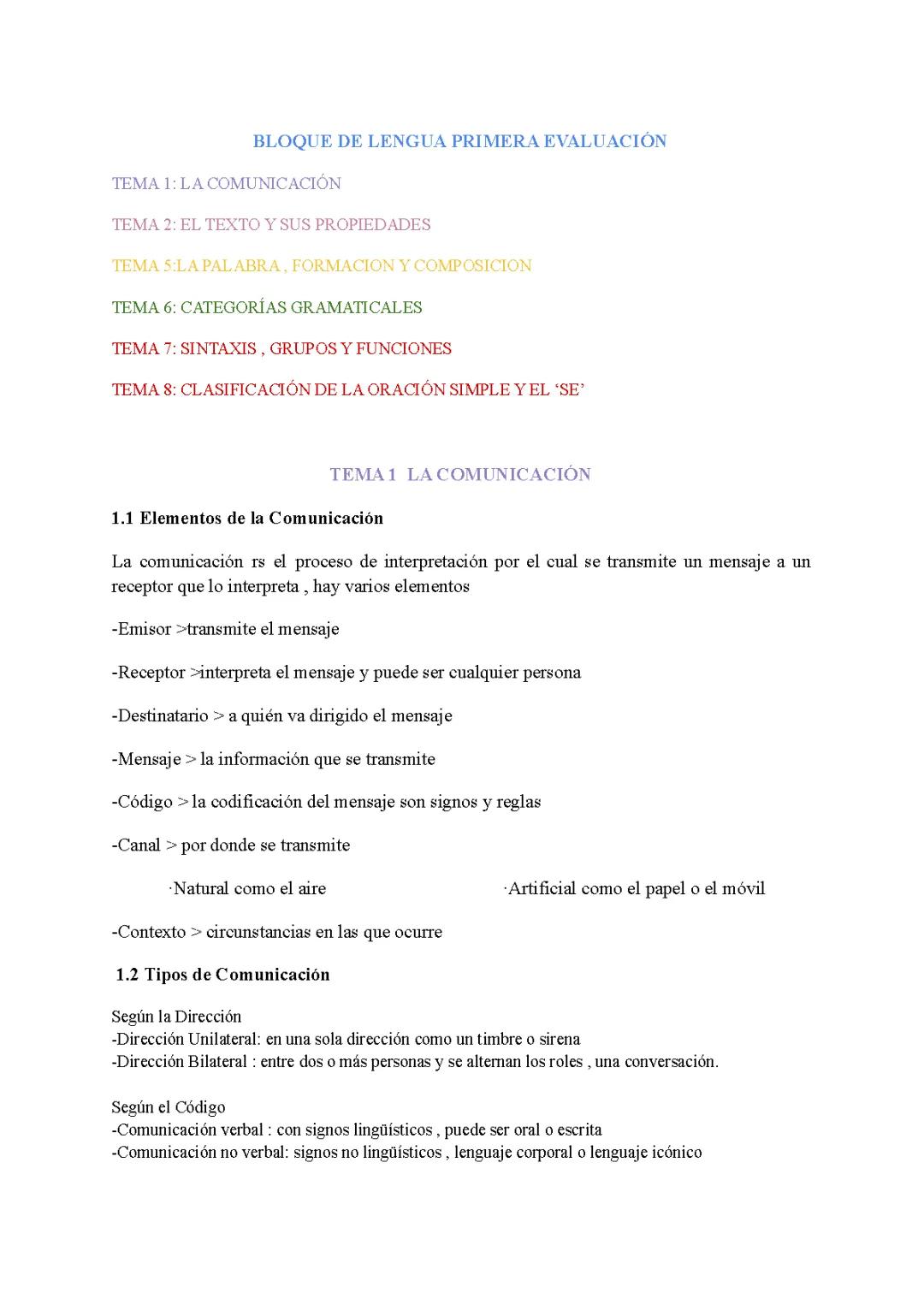 Bloque de lengua 1 evaluacion