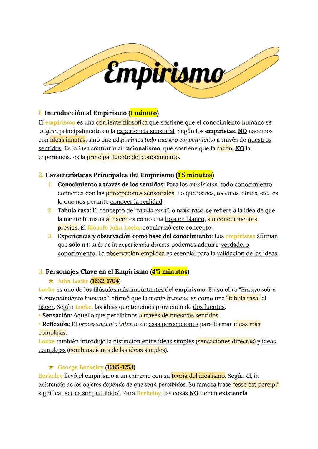 # Empirismo

1. Introducción al Empirismo (1 minuto)
El empirismo es una corriente filosófica que sostiene que el conocimiento humano se
ori