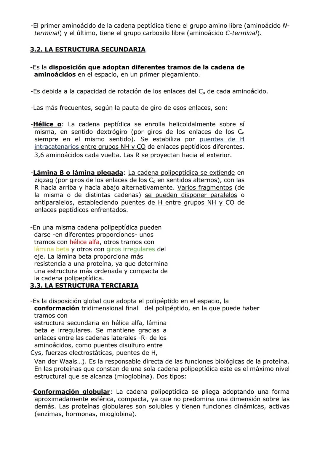 PROTEÍNAS Y ENZIMAS
-Las proteínas están constituidas por C, O, H y N y, en menor proporción, S y P. A veces
otros elementos como Fe y Cu.
-