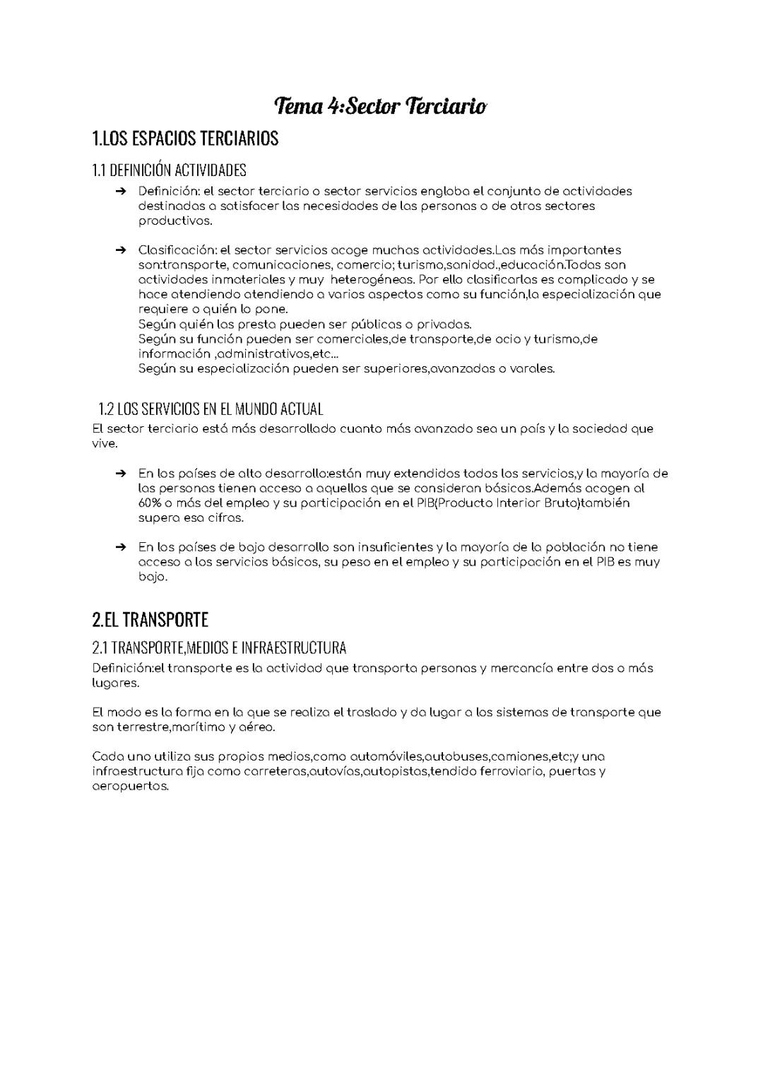 La Importancia del Transporte en el Sector Terciario: Servicios y Actividades en Diferentes Países