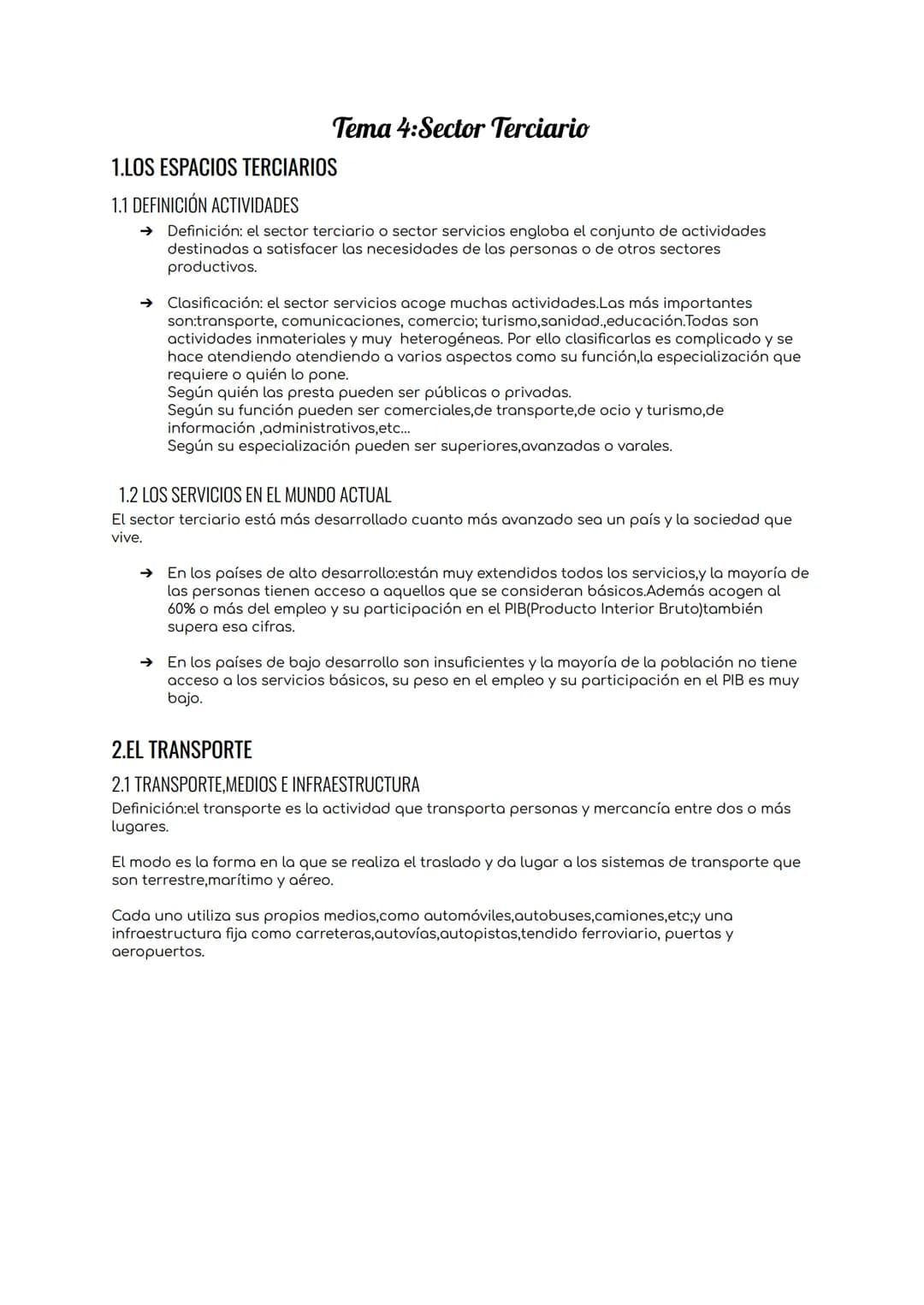 Tema 4:Sector Terciario
1.LOS ESPACIOS TERCIARIOS
1.1 DEFINICIÓN ACTIVIDADES
Definición: el sector terciario o sector servicios engloba el c