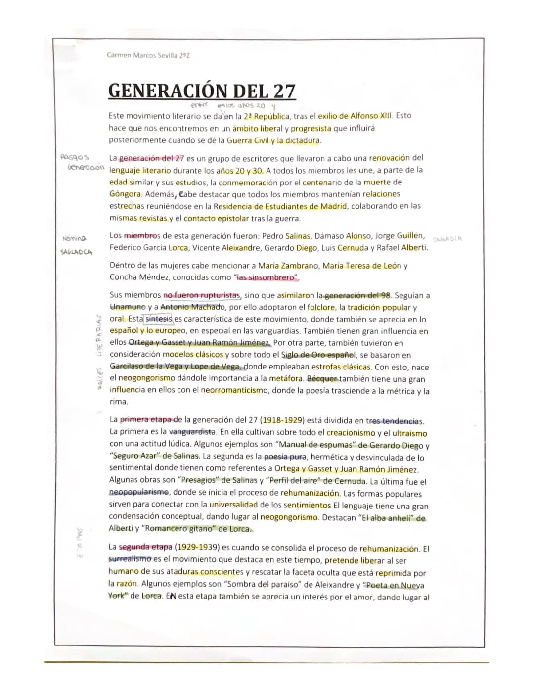 
<p>La generación del 27 fue un movimiento literario que tuvo lugar en España durante los años 20 y 30, durante la Segunda República, tras e