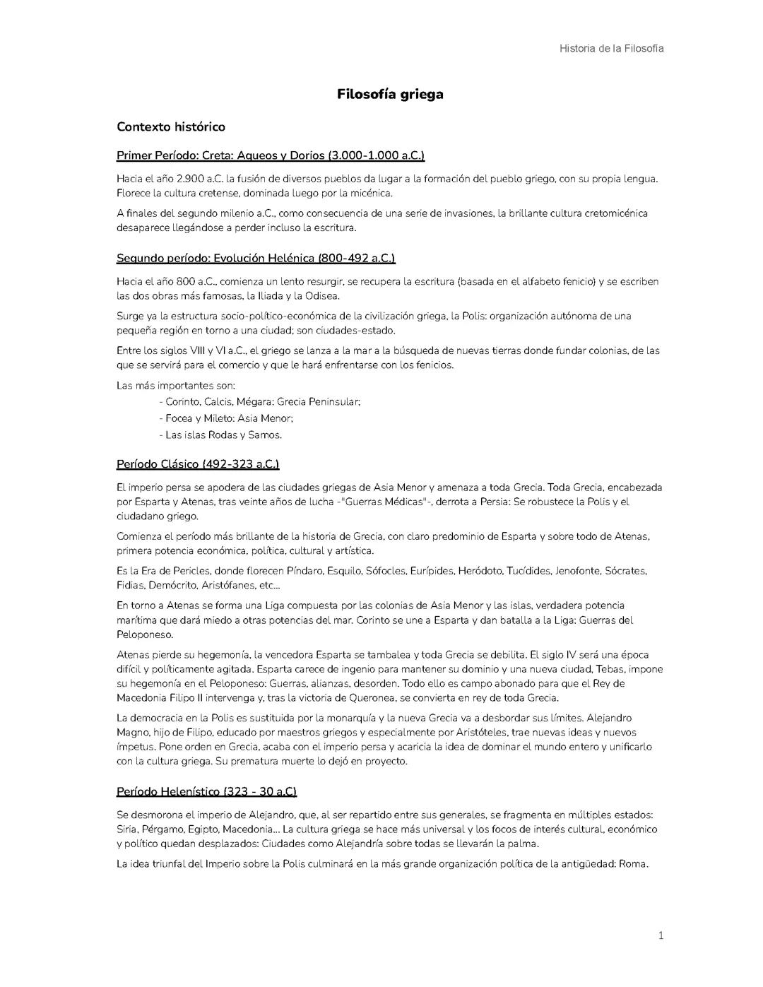 Introducción a la Filosofía Griega: Presocráticos, Platón y Aristóteles