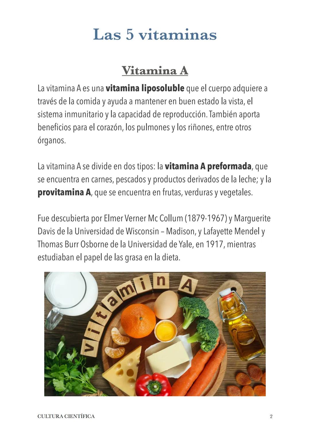 # LAS 5 VITAMINAS

Alexis González

1°BATX A

CULTURA CIENTÍFICA

1 # Las 5 vitaminas

## Vitamina A

La vitamina A es una vitamina liposolu