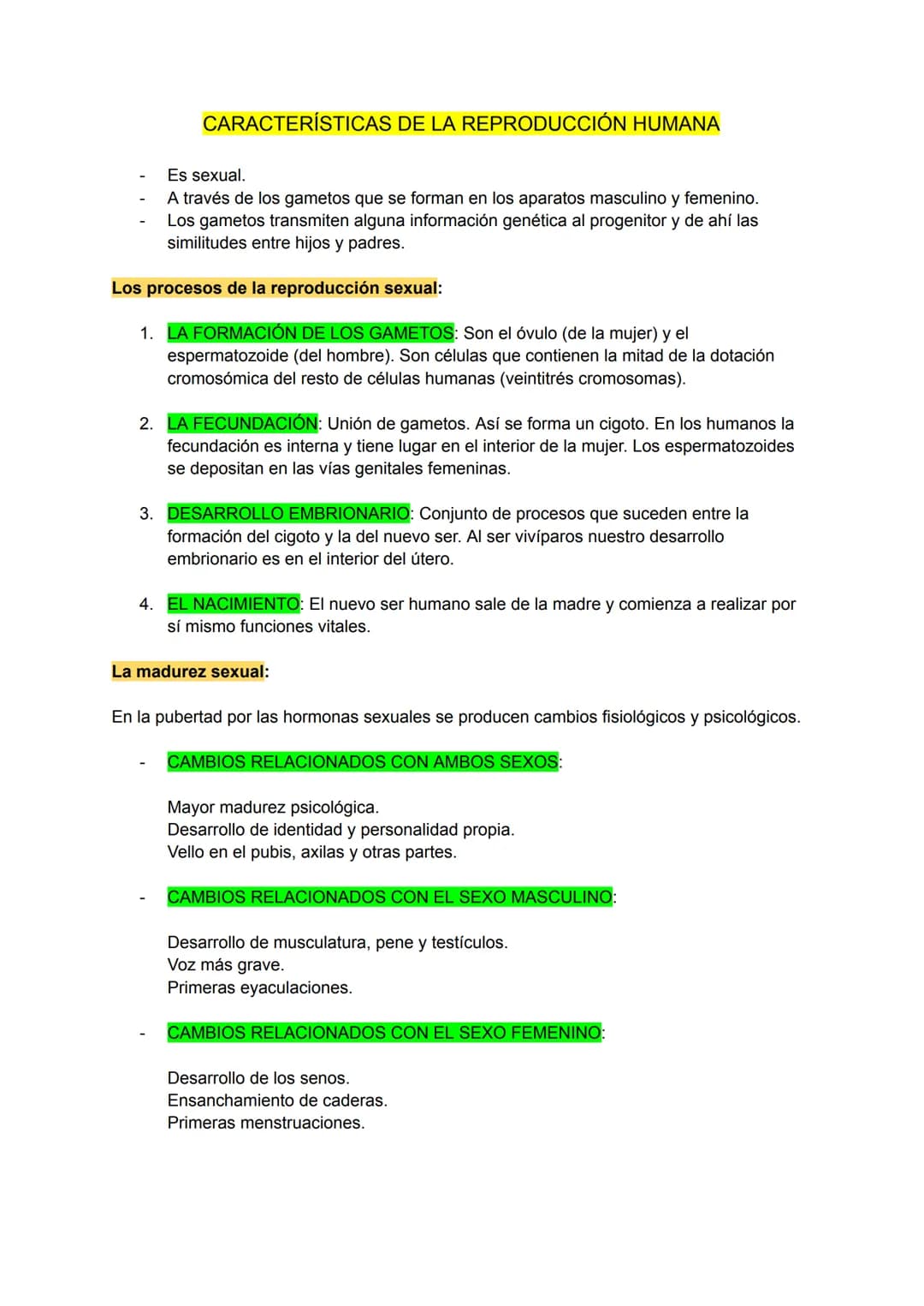 CARACTERÍSTICAS DE LA REPRODUCCIÓN HUMANA
Es sexual.
A través de los gametos que se forman en los aparatos masculino y femenino.
Los gametos