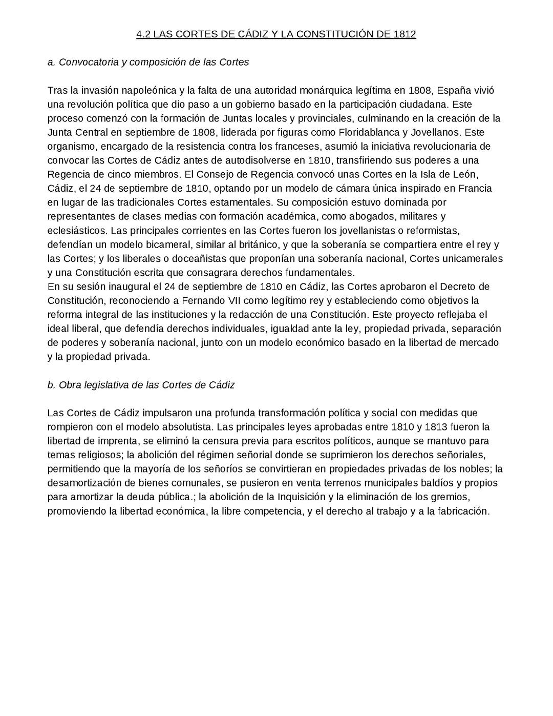 Las Cortes de Cádiz y la Constitución de 1812