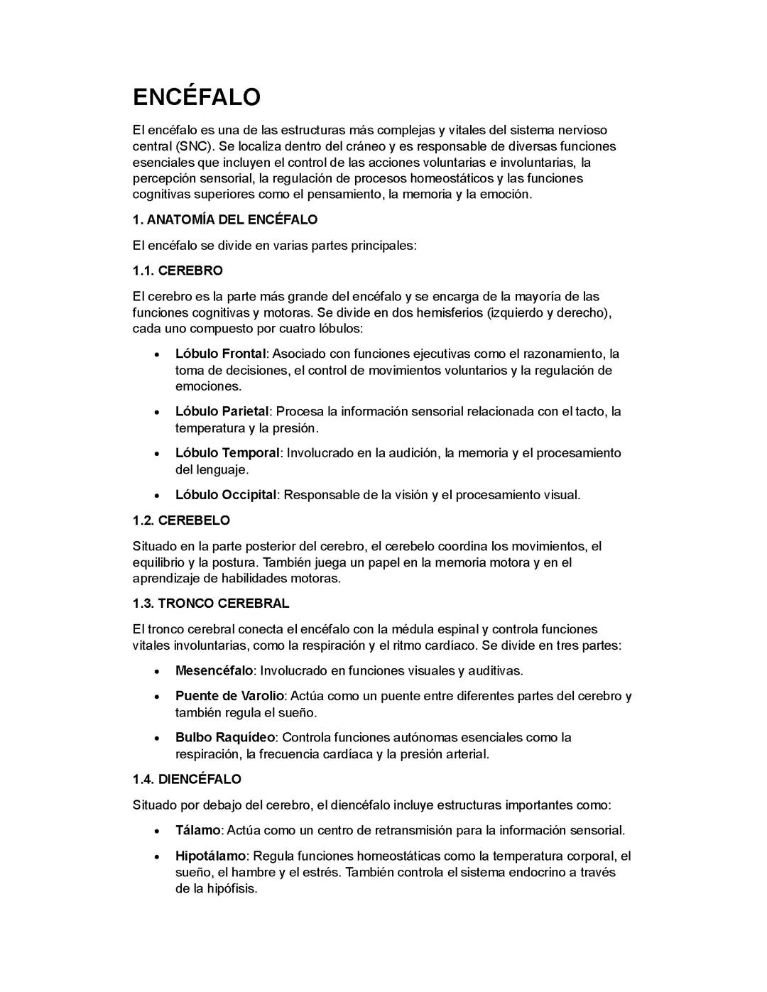 El Encéfalo Humano: Funciones y Anatomía