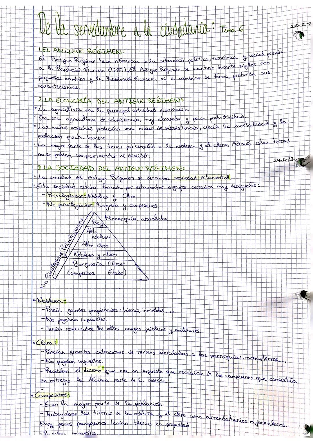 De la
ba servésumbre a la civdalania: Tema 6

20-2-2

TEL ANTIGUO REGIMEN:
6e Antiguo Régimen hace referencia a la situación política, econó