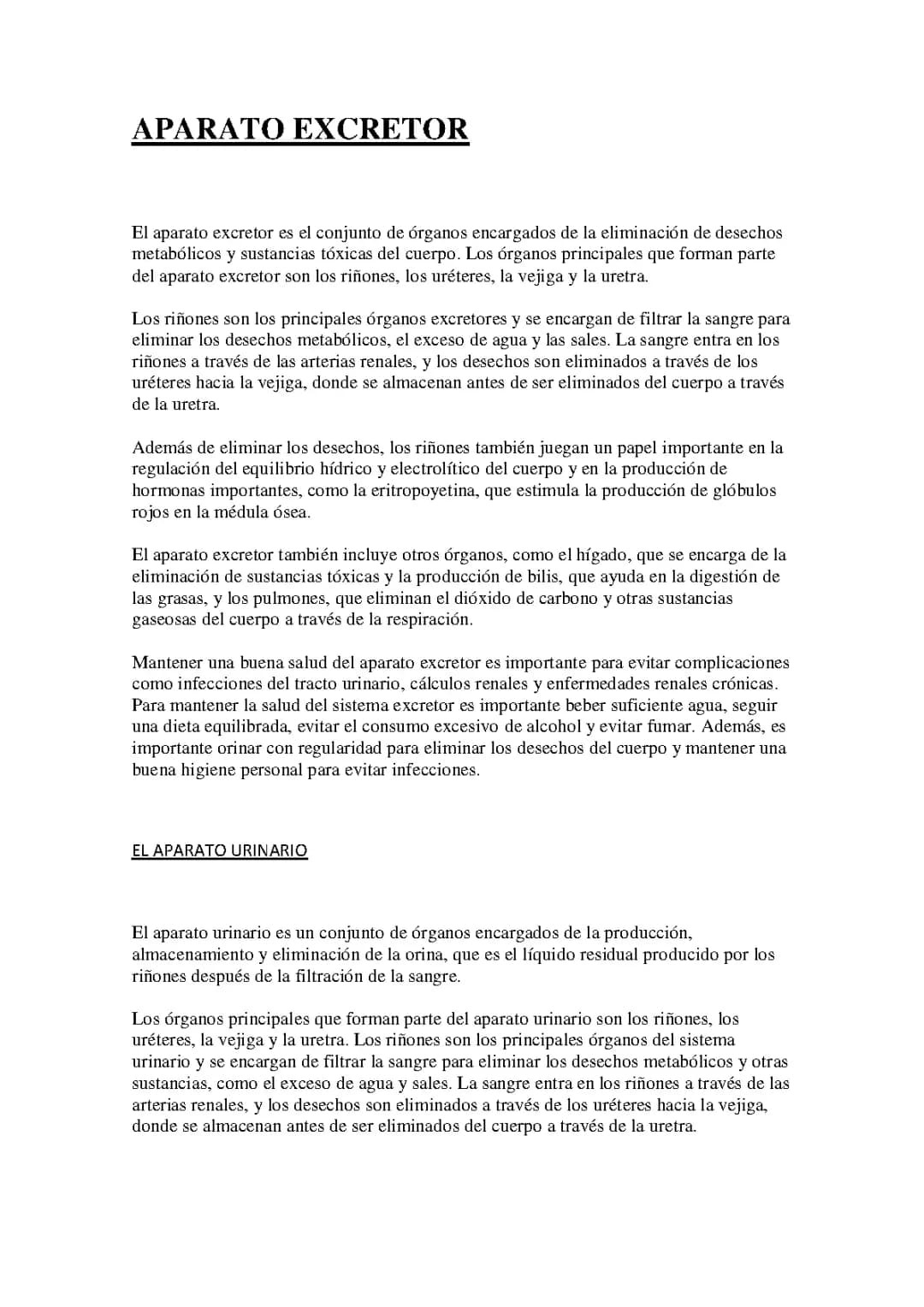 APARATO EXCRETOR