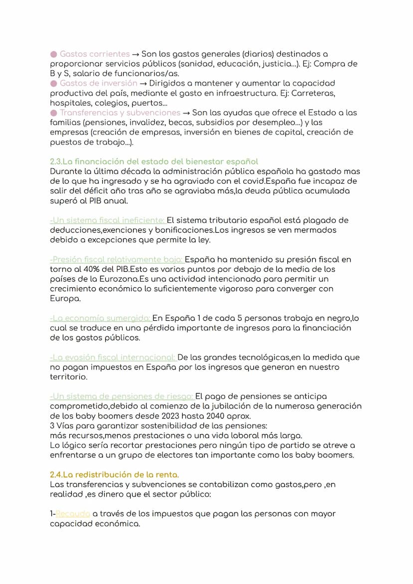 Tema 9: Las cuentas del estado
1.1.La politica fiscal
La política fiscal es la actuación del sector público mediante la recaudación y
la pos