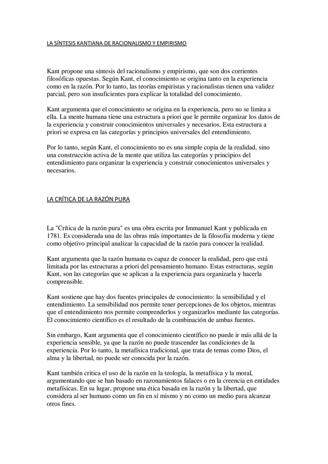 EL PENSAMIENTO CRÍTICO DE KANT
Immanuel Kant (1724-1804) es uno de los pensadores más importantes de la filosofía
moderna, conocido especial