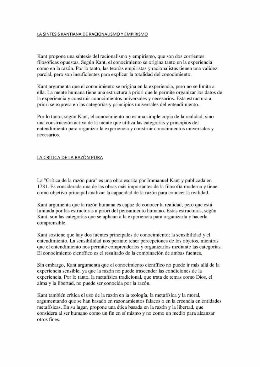 EL PENSAMIENTO CRÍTICO DE KANT
Immanuel Kant (1724-1804) es uno de los pensadores más importantes de la filosofía
moderna, conocido especial