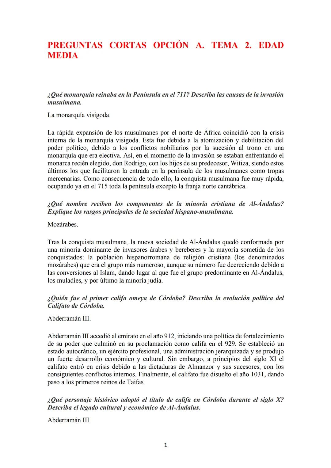 Cuestiones Importantes Tema 2 Edad Media