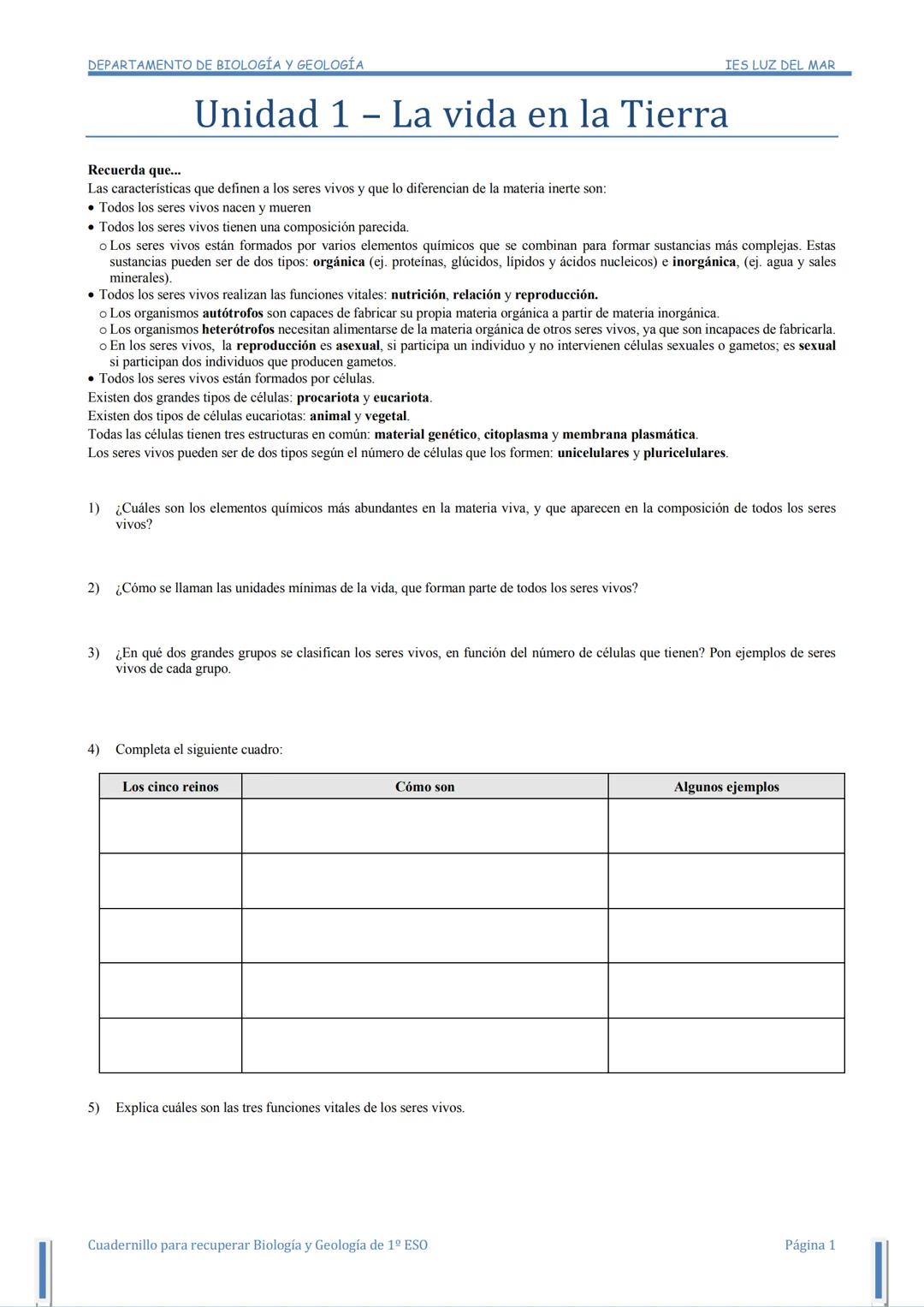 DEPARTAMENTO DE BIOLOGÍA Y GEOLOGÍA
CUADERNO DE
ACTIVIDADES
Para alumnado de 2º de ESO con la materia de
Biología y Geología de 1º de ESO pe