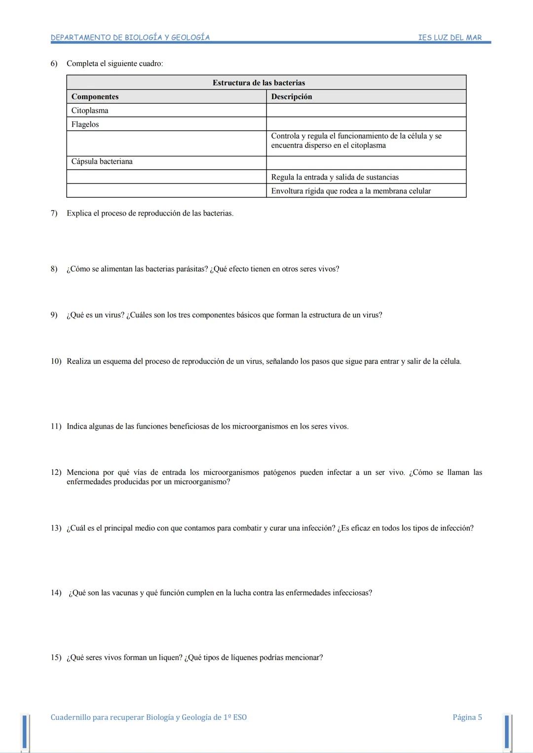 DEPARTAMENTO DE BIOLOGÍA Y GEOLOGÍA
CUADERNO DE
ACTIVIDADES
Para alumnado de 2º de ESO con la materia de
Biología y Geología de 1º de ESO pe