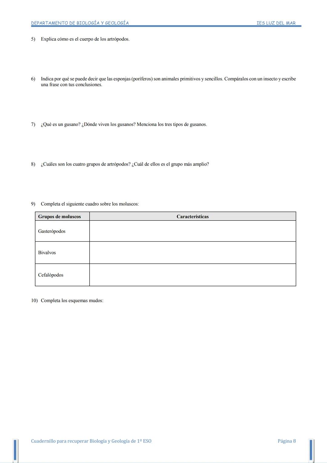 DEPARTAMENTO DE BIOLOGÍA Y GEOLOGÍA
CUADERNO DE
ACTIVIDADES
Para alumnado de 2º de ESO con la materia de
Biología y Geología de 1º de ESO pe