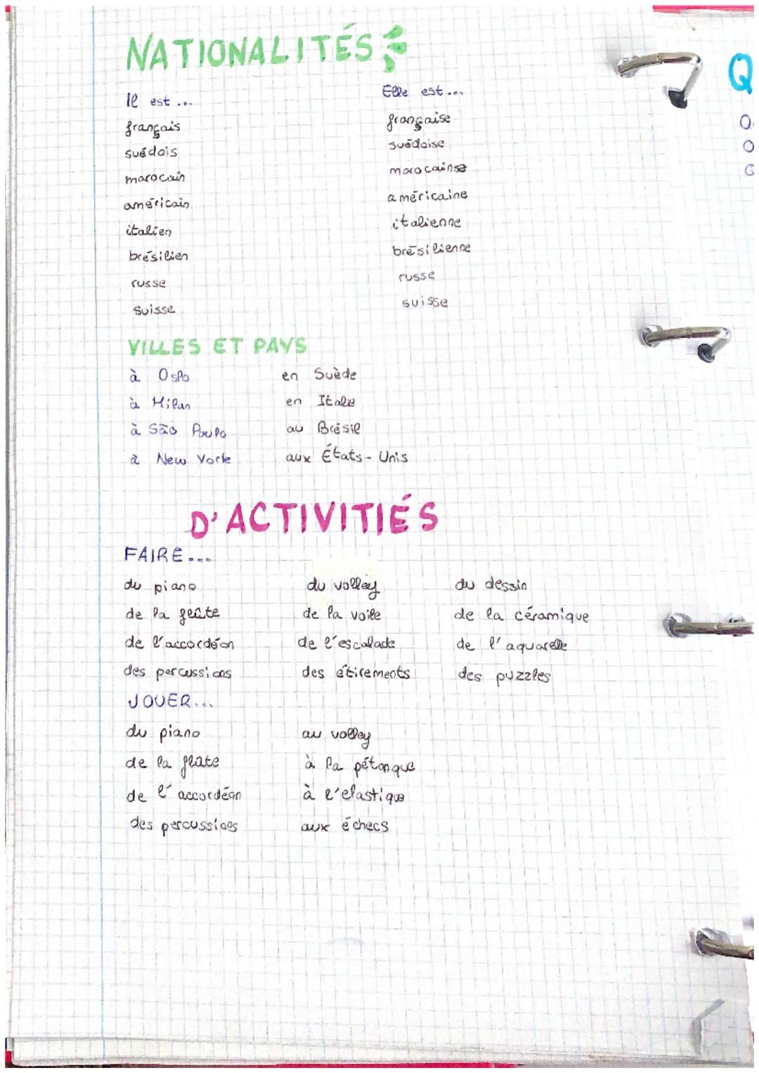 LES PARTIES DU CORP
Tete
Cabeza
Nuque Cuello
Cheveux Pelo
Oeil Oja
Oreille Oreja
Nez Nariz
Gorse
Garganta
Épaule Hombras
Bras
Brazo
Patrine 