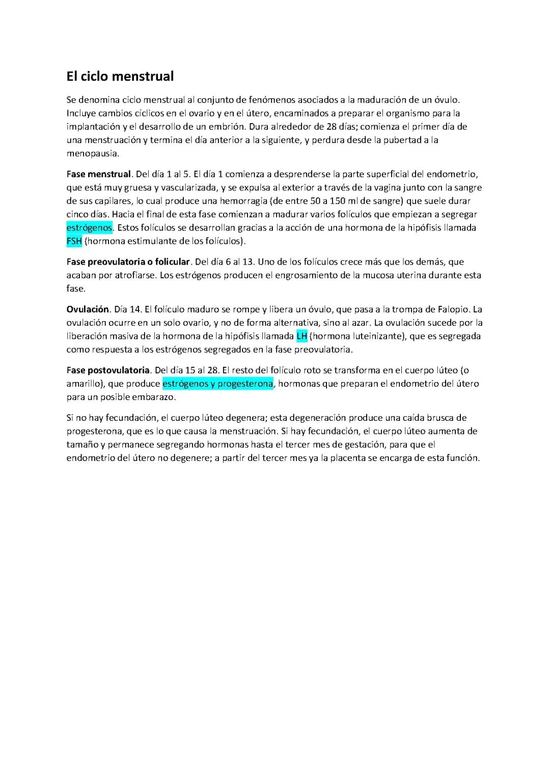 El ciclo menstrual 