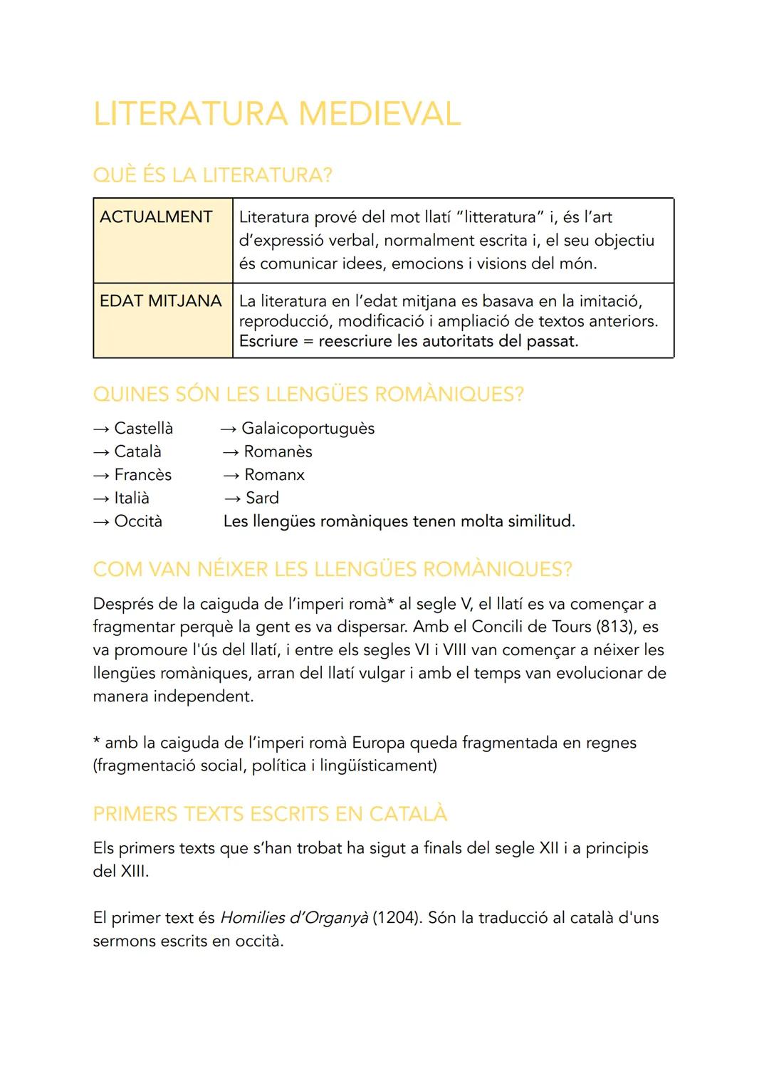# LITERATURA MEDIEVAL

## QUÈ ÉS LA LITERATURA?

ACTUALMENT

Literatura prové del mot llatí "litteratura" i, és l'art
d'expressió verbal, no