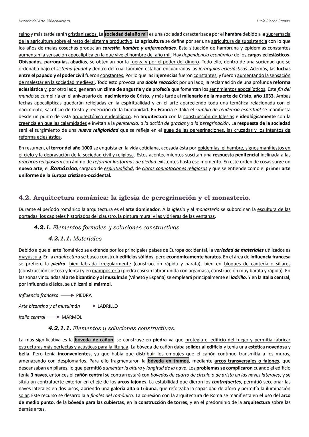 Historia del Arte 2º Bachillerato
Lucía Rincón Ramos
UNIDAD 4: ARTE ROMÁNICO
4.1. CONTEXTO HISTÓRICO GENERAL
4.1.1. Concepto.
4.1.2. Context