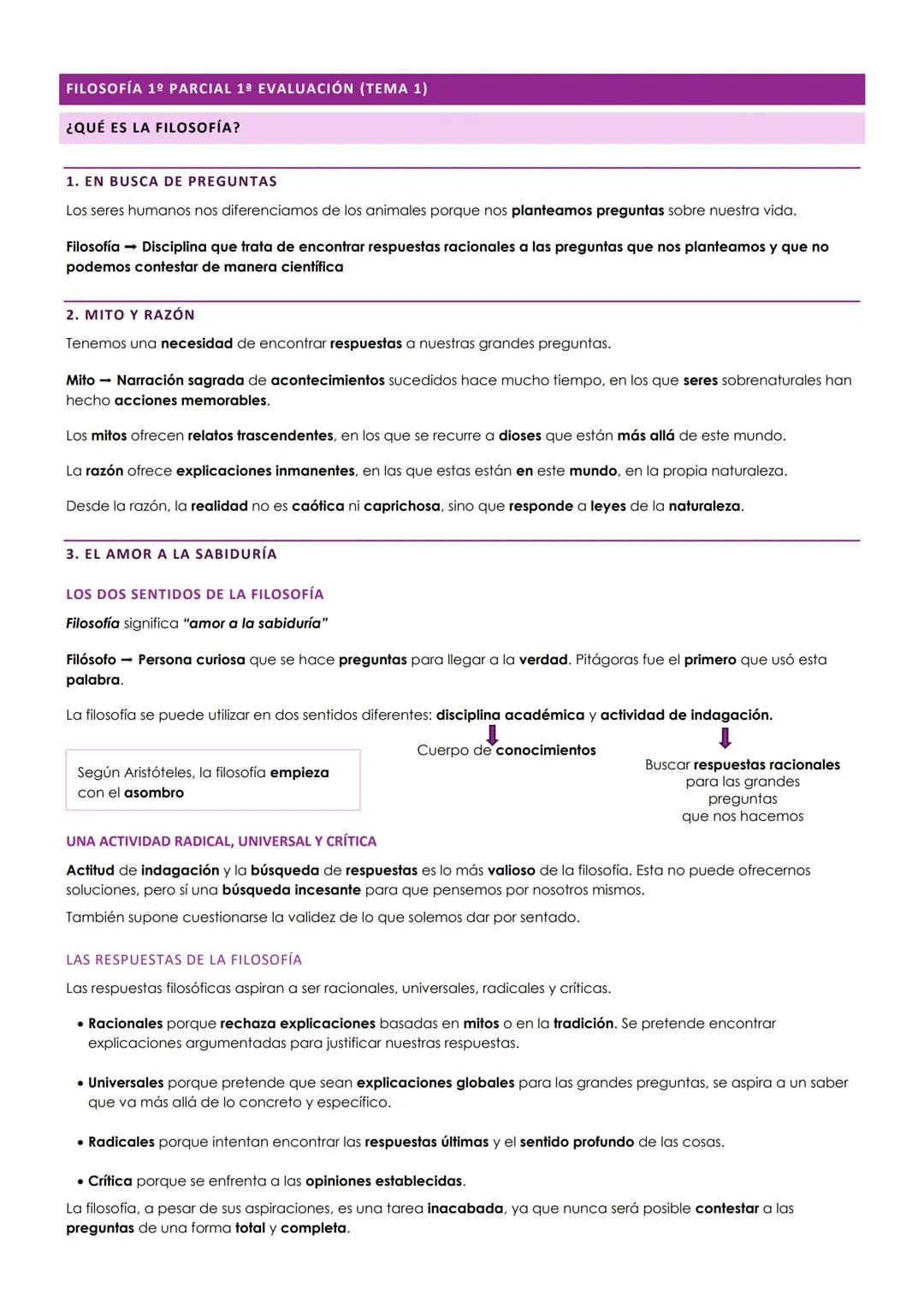 FILOSOFÍA 1º PARCIAL 1ª EVALUACIÓN (TEMA 1)
¿QUÉ ES LA FILOSOFÍA?
1. EN BUSCA DE PREGUNTAS
Los seres humanos nos diferenciamos de los animal