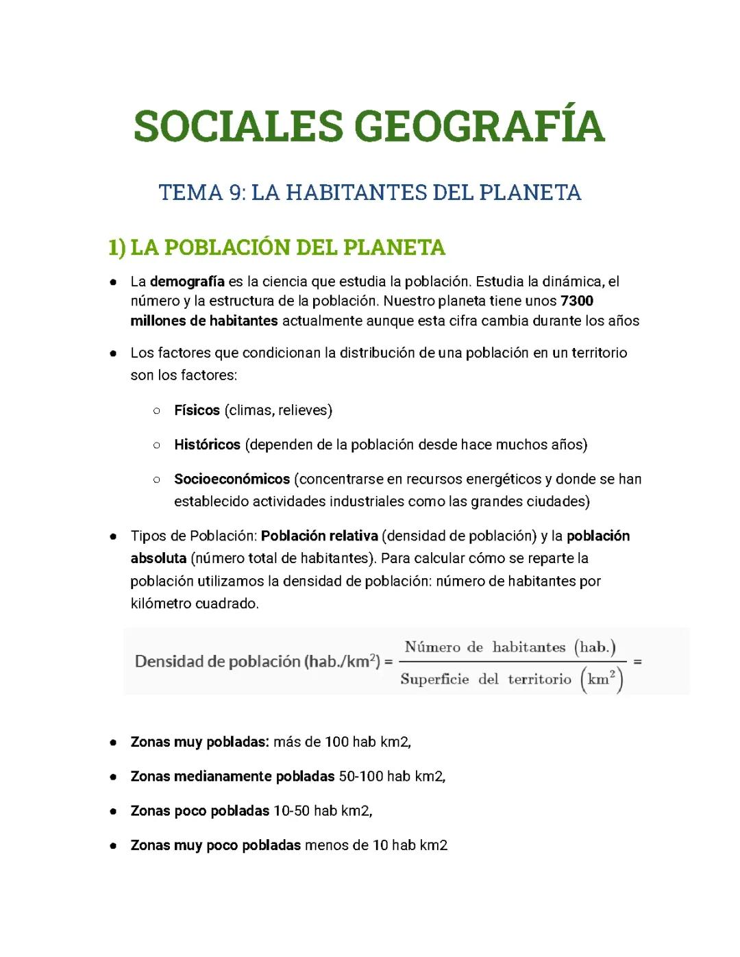 Los Habitantes del Planeta y la Demografía Mundial