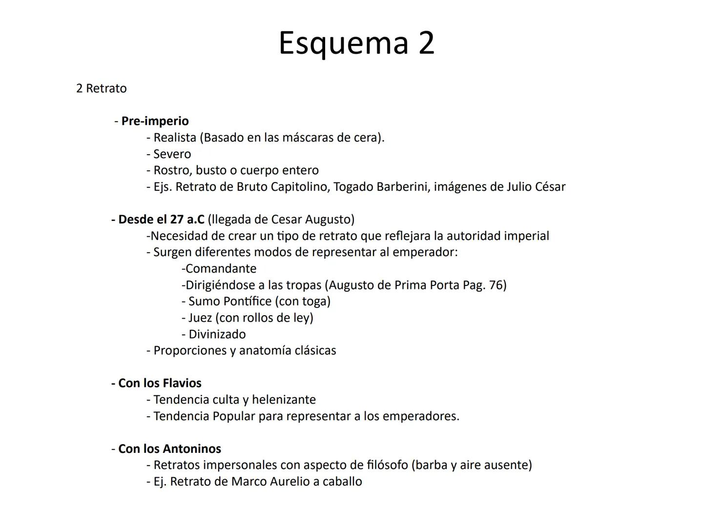 Roma.
Artes figurativas Escultura en Roma 1 características generales:
-Materiales
-Uso
-Mármol
-Bronce
- Etapas
2 Retrato
-Uso
Esquema 1
- 