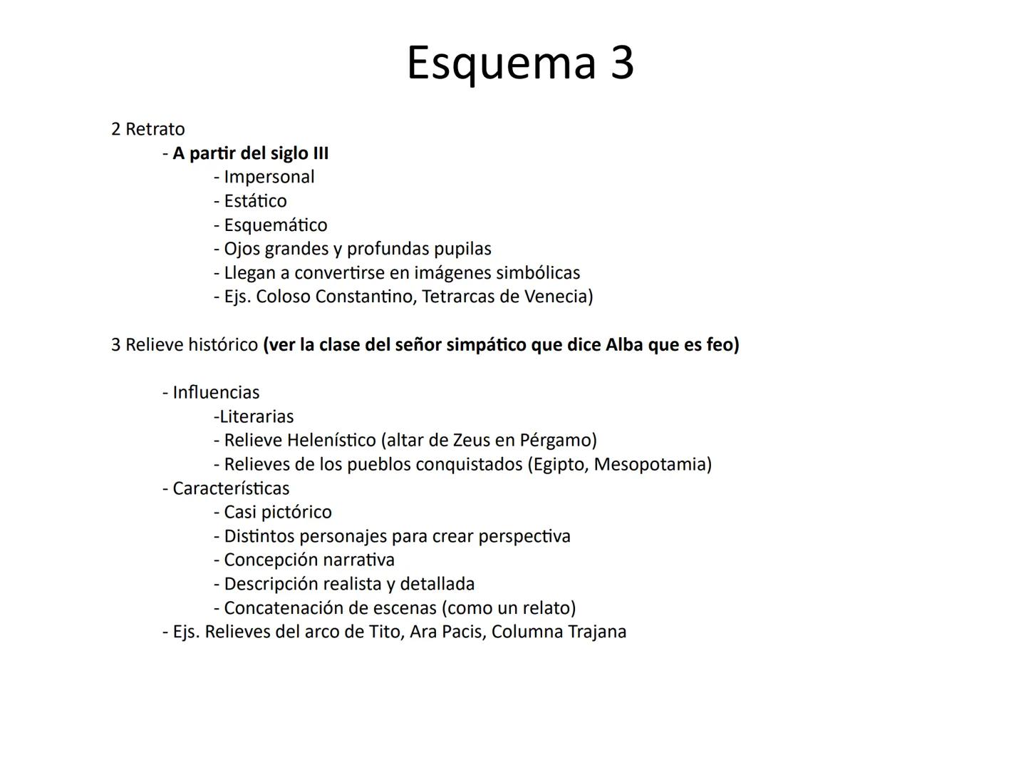 Roma.
Artes figurativas Escultura en Roma 1 características generales:
-Materiales
-Uso
-Mármol
-Bronce
- Etapas
2 Retrato
-Uso
Esquema 1
- 