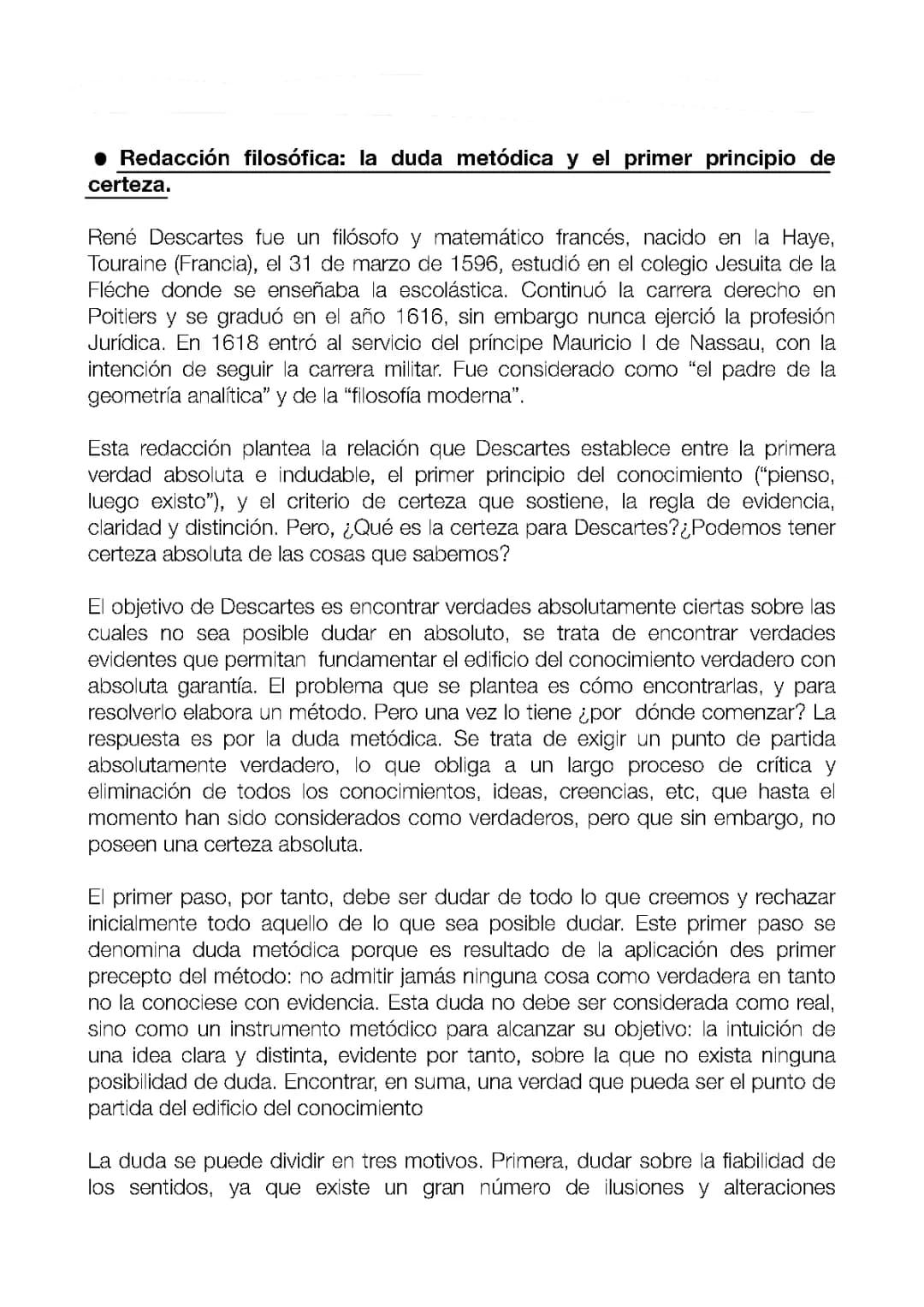 Qué es la Duda Metódica de Descartes: Resumen y Ejemplos
