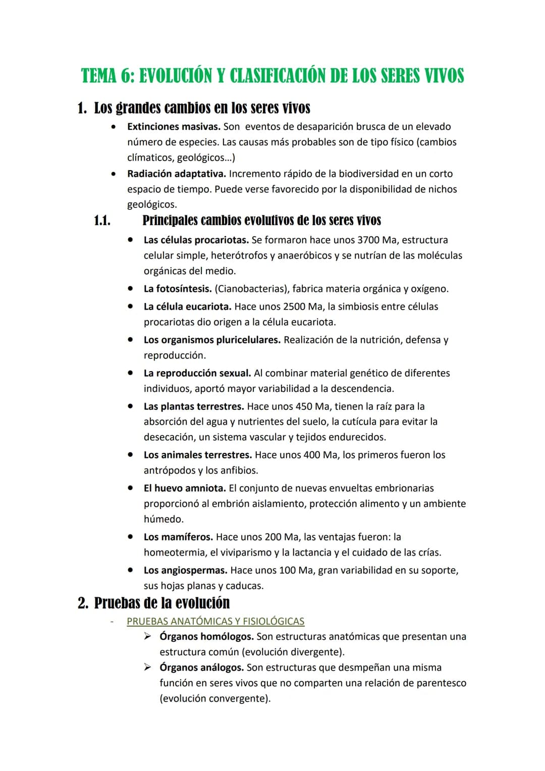 TEMA 6: EVOLUCIÓN Y CLASIFICACIÓN DE LOS SERES VIVOS
1. Los grandes cambios en los seres vivos
1.1.
Extinciones masivas. Son eventos de desa