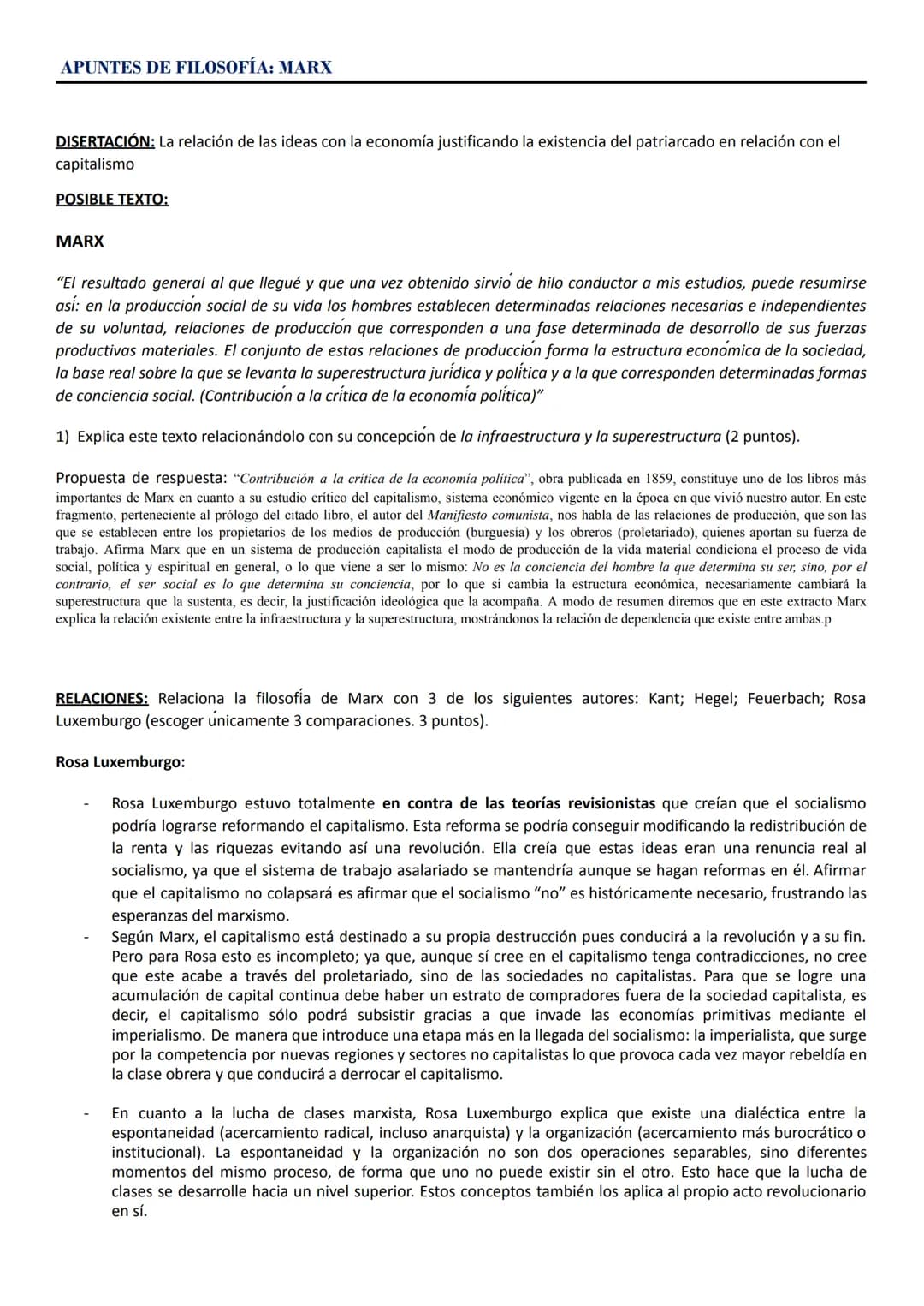 APUNTES DE FILOSOFÍA: MARX
DISERTACIÓN: La relación de las ideas con la economía justificando la existencia del patriarcado en relación con 
