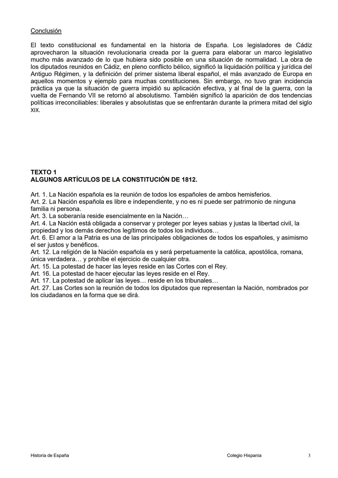 7. LAS CORTES DE CÁDIZ. LA CONSTITUCIÓN DE 1812.
Introducción
En 1808 las tropas de Napoleón invaden España, el pueblo español se levanta co