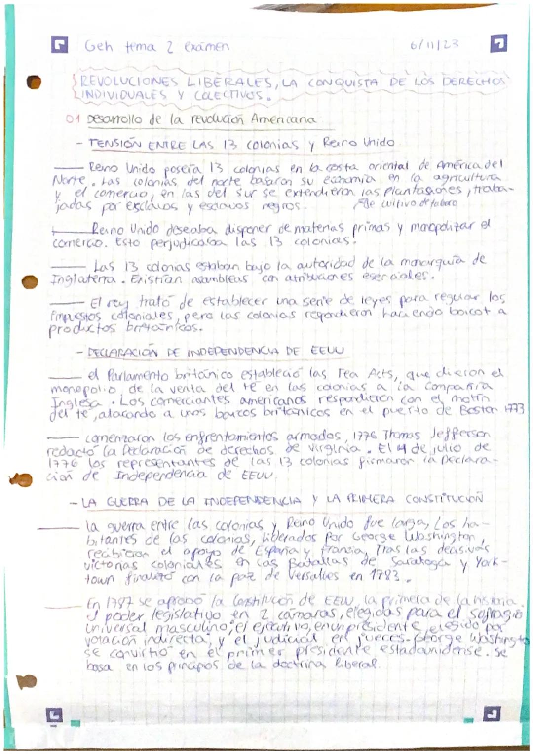 Geh tema 2 examen
6/11/23
REVOLUCIONES LIBERALES, LA CONQUISTA DE LOS DERECHOS
LINDIVIDUALES Y COLECTIVOS.
01 Desarrollo de la revolucion Am