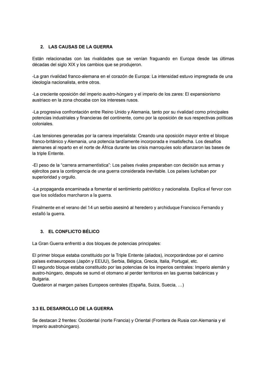 1° GUERRA MUNDIAL: TEMA 6
1. ANTECEDENTES DE LA GUERRA
En el último tercio del siglo XIX, el imperio alemán se convirtió en la primera poten
