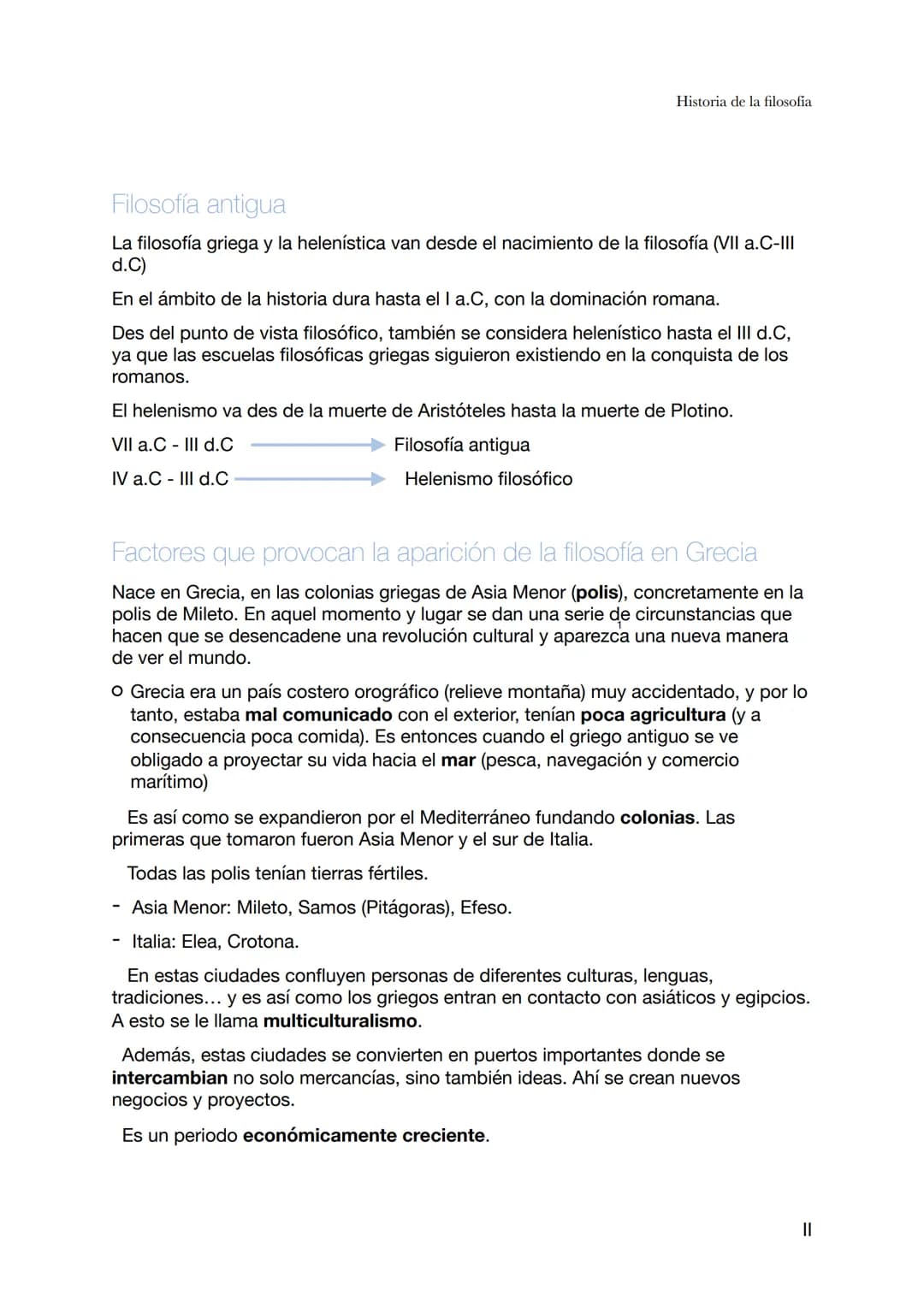 
<h2 id="historiadelafilosofaantigua">Historia de la filosofía antigua</h2>
<h3 id="nacimientodelafilosofa">Nacimiento de la filosofía</h3>
