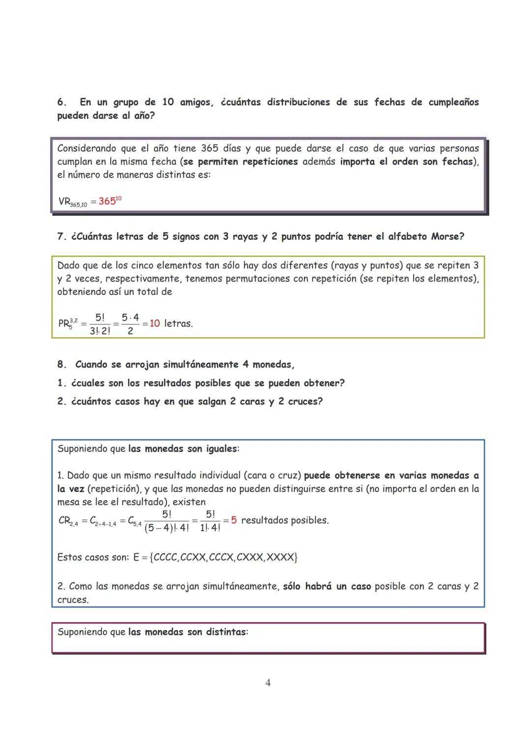 Ejercicios Resueltos Combinatoria
1. ¿De cuántas maneras pueden sentarse 10 personas en un banco si hay 4 sitios
disponibles?
Nótese que imp