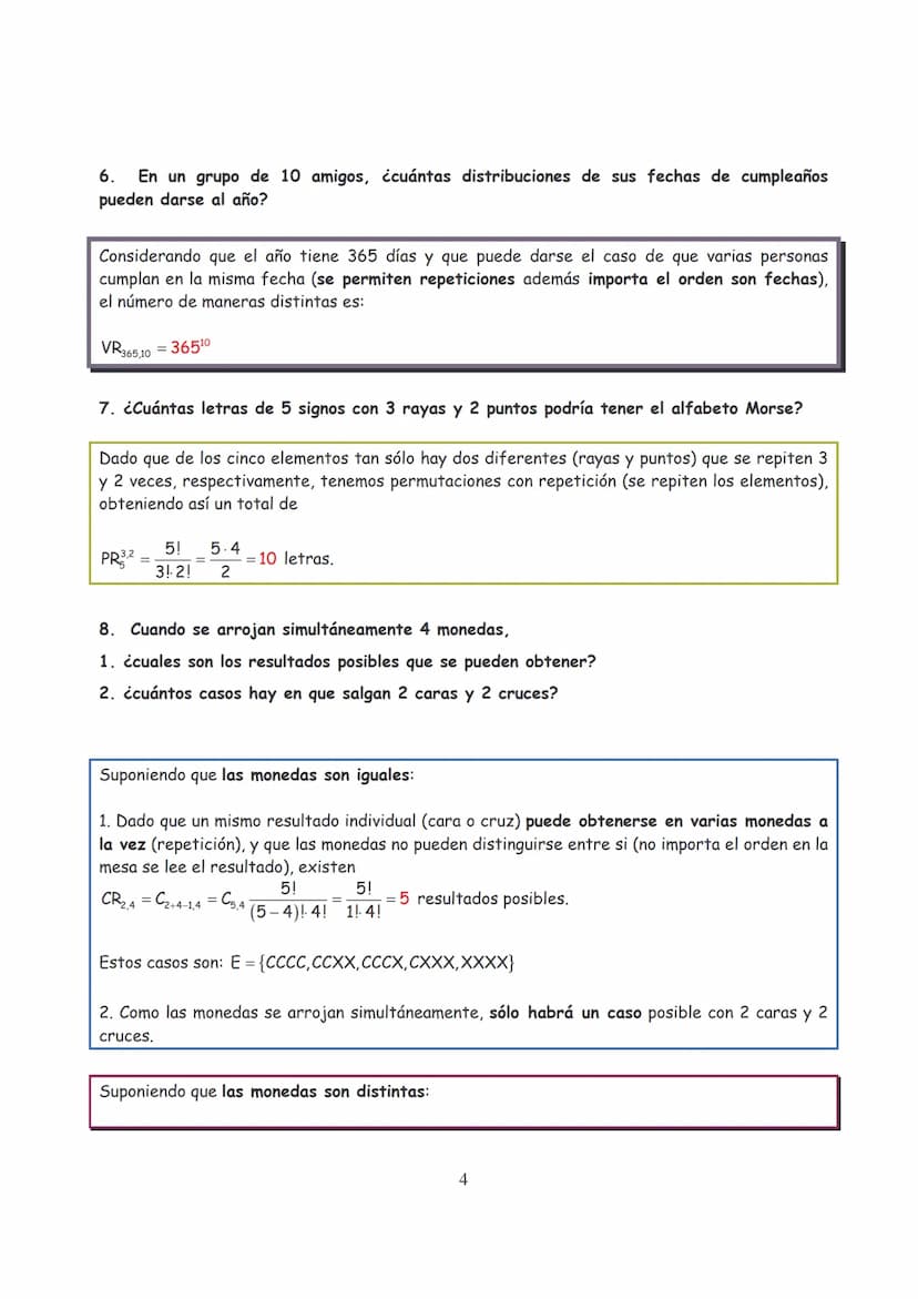 Ejercicios Resueltos Combinatoria
1. ¿De cuántas maneras pueden sentarse 10 personas en un banco si hay 4 sitios
disponibles?
Nótese que imp