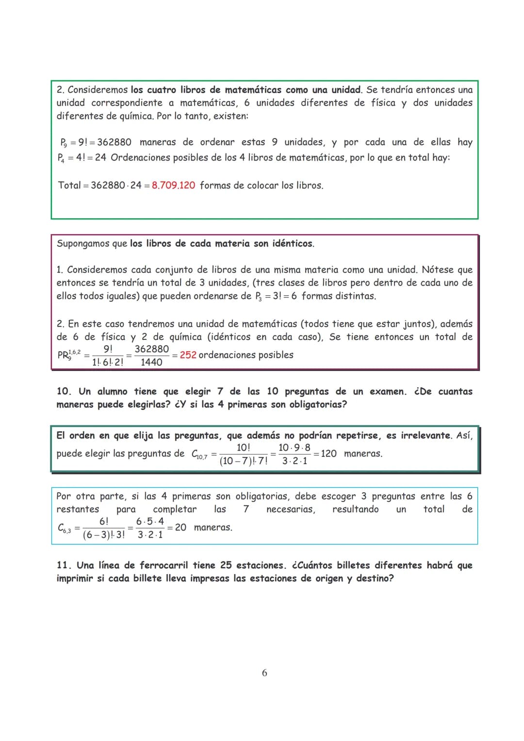 Ejercicios Resueltos Combinatoria
1. ¿De cuántas maneras pueden sentarse 10 personas en un banco si hay 4 sitios
disponibles?
Nótese que imp